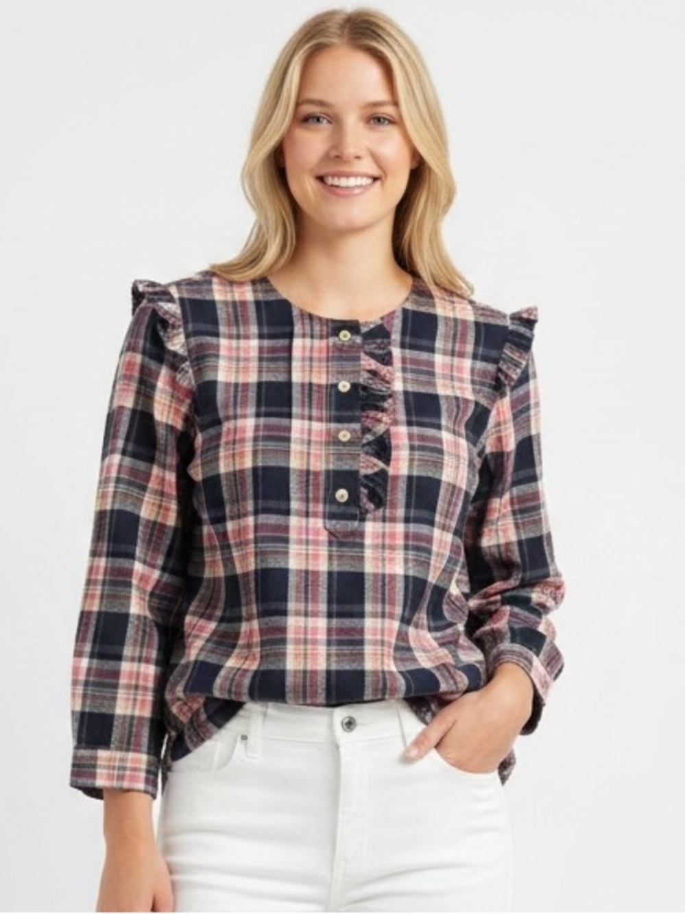 Isabella Sinclair Plaid Button-Down Shirt XS